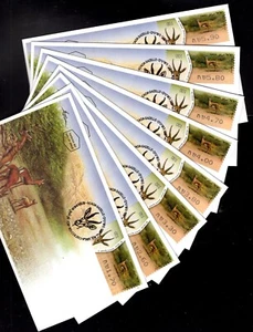 ISRAEL FDC 2011 ACACIA GACELA CAJERO AUTOMÁTICO ETIQUETA #001 JUEGO DE 8. X46012 - Imagen 1 de 2