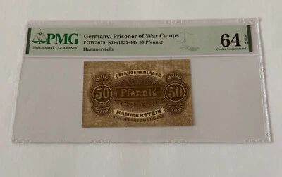 GERMANY ,PRISONER OF WAR CAMPS-50 PFENNIG (1937-44 ) -PMG 64 CHOICE UNC EPQ-RARE - Image 1 of 2
