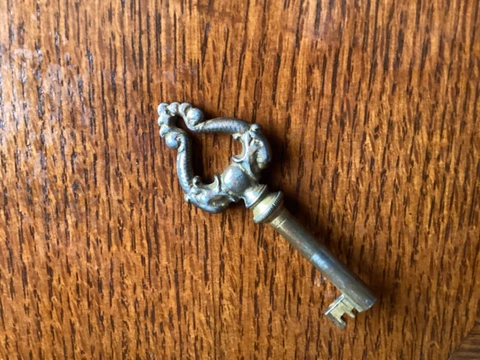 Vintage Skeleton Key  Cast Hollow Barrel Double Dolphin Fish Koi Ornate Antique Cover
