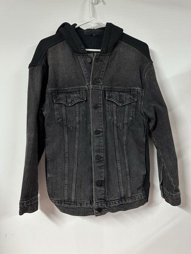 Felpa con cappuccio ALEXANDER WANG x DENIM TAGLIA XS Daze Mix Trucker Jacket nera made in USA