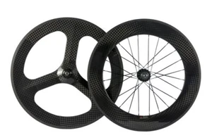 Carbon Bicycle Wheels Fixed Gear Wheel Front 70mm Rear 88mm Track Bike Wheeset - Picture 1 of 21