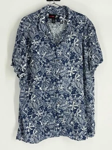 JF Ferrar Blue White Slim Fit Short Sleeve Button Down Shirt Men's Size XL - Picture 1 of 5