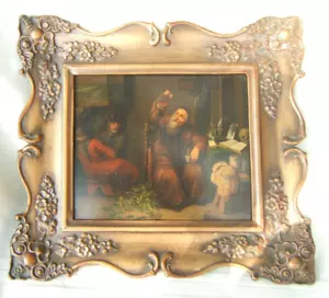 18-19th CENTURY OIL PAINTING ON TIN INTERIOR SCENE - Picture 1 of 8