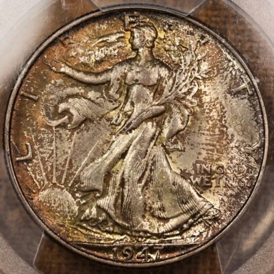 1947 Walking Liberty half, PCGS MS65 CAC, Original Lustrous Russet Orange DKRC - Image 1 of 4