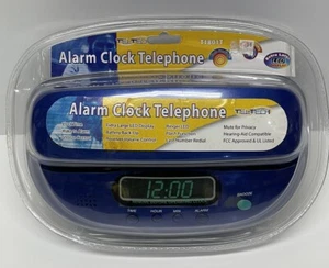 Retro Alarm Clock Telephone Blue Corded Phone LED Digital Alarm Clock 90s NEW ⭐️ - Picture 1 of 4