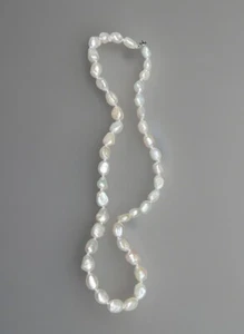 Genusis Baroque Pearls Natural Cultured Freshwater Necklace 18" Sterling Clasp - Picture 1 of 9