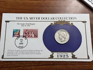 1925 Peace Dollar The US Silver Dollar Collection & Postal Stamp (Raw12123) (NX) - Picture 1 of 4