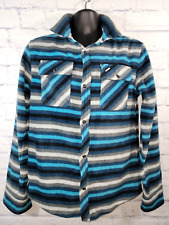 Tony Hawk Boy's Size XL 18/20 Blue And Black Striped Fleece Snap Button Jacket
