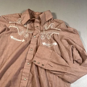 Vintage Miller Western Wear Shirt Mens 16.5 33 Brown Pearl Snap Rodeo Cowboy 70s - Picture 1 of 13