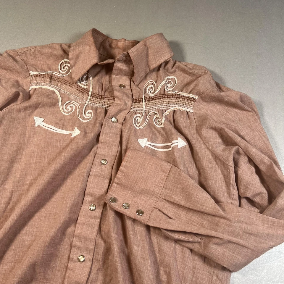 Vintage Miller Western Wear Shirt Mens 16.5 33 Brown Pearl Snap Rodeo Cowboy 70s - Image 1 of 4