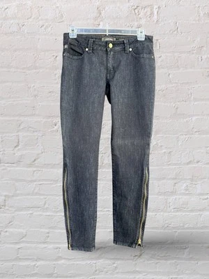 Винтажный Serfontaine черный Fox Peg ноги узкие молнии ноги лодыжки джинсы гранж размер 30 - Изображение 1 из 4