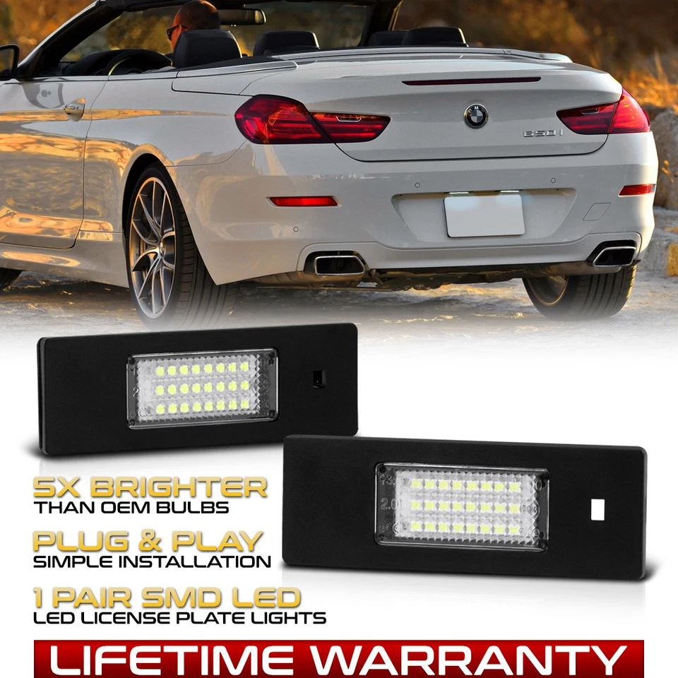 [ERROR-FREE] BMW E63 F12 X2 Z4 I3 Full LED License Plate Light Lamp Mini Clubman Foto 1 de 4