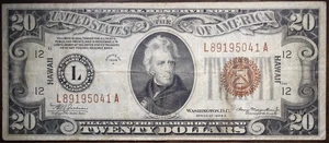 1934-A $20 Hawaii Federal Reserve Emergency Note Low Grade P154 - Picture 1 of 2