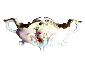 Vintage I Godinger And Co Scalloped Dish Handpainted Floral Pastels Background - Picture 1 of 7
