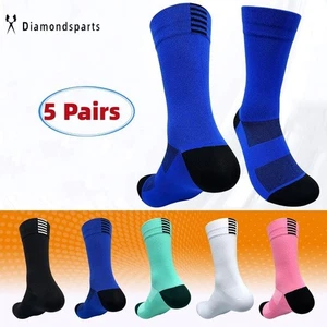 5Pairs Crew Men Striped Solid Sport Athletic Calf Casual Work Plain Socks 7-11 - Picture 1 of 14