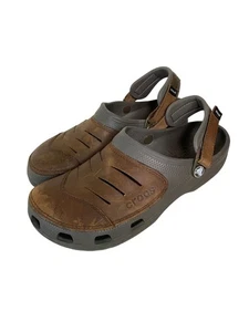 Crocs Mens Yukon Vista II Brown Leather Clogs Size 9 Slip on - Picture 1 of 16