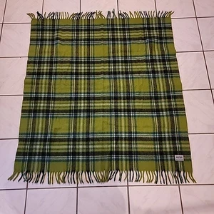 Vintage Amana Wolldecke grün kariert 48x56 Stadion Schoß Überwurf USA - Bild 1 von 6