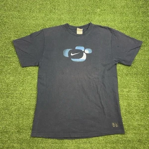 Vintage 90s Nike T-Shirt Mens Med Blue Center Swoosh Logo Streetwear Hip Hop Y2K - Picture 1 of 5