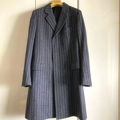 Gucci Men's Gray Wool Striped Coat Size 50 Used Stylish Classic - Image 1 of 4