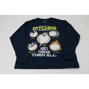 Gildan Boys Blue T-Shirt Summer Casual Baseball Long Sleeve Size Youth 2XL 18/20 - Picture 1 of 4