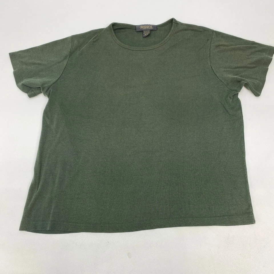 Camiseta informal Designs by Lane Bryant para mujer 18/20 verde cuello redondo mezcla de algodón Foto 1 de 4