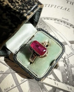 ANTIK • Art Deco Ring 14k Gelbgold Allsopp Bros. Rubin Gr. 5 - Bild 1 von 4