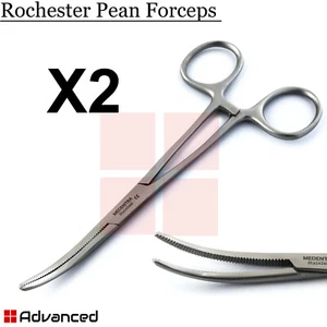 2 un. abrazaderas quirúrgicas hemostáticas para arterias veterinarias fórceps Rochester Pean - 14 cm - Imagen 1 de 3