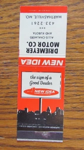NUEVA IDEA TRACTOR MATCHBOOK CUBIERTA: DRIEMEYER MOTORS MARTHASVILLE, MISSOURI -B8 - Imagen 1 de 2
