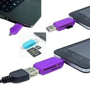 Micro USB OTG TF Lettore di schede micro SD 2 in 1 scheda micro SD Samsung Galaxy S6 S4 - Foto 1 di 12