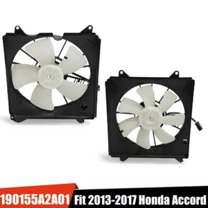 2Pcs Radiator Cooling Fan Set For 2013-2017 Honda Accord w/ Blade Motor & Shroud - Picture 1 of 14