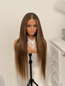 100% Brazilian Human Hair Wig 13x4HD Lace Highlight Long Layered 34inch Unit 10 - Picture 1 of 17