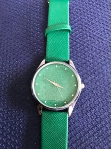 STRADA Ladies Fashion Watch Green Band & Face Silver Tone Bezel w/ New Battery - Picture 1 of 6