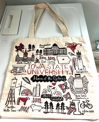 Vintage Iowa State University Home of the Cyclones Canvas Book Bag Tote Cover