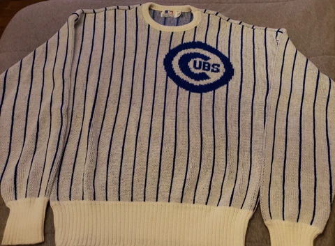 Cliff Engle Ltd Chicago Cubs Sweater Pinstripe Pullover MLB Baseball Large Cover