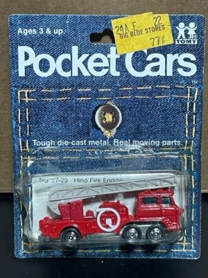 Vintage 1974 TOMY Pocket Cars Hino Fire Engine, Red, 27-29, 1/64 - Image 1 of 2