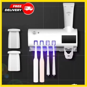 UV Light Sterilizer Toothbrush Holder Cleaner Automatic Toothpaste Dispenser - Picture 1 of 7