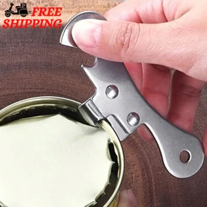 1Pc Can Opener Wooden Handle Camping Can Opener Bottle Opener Stainless Steel - Picture 1 of 5