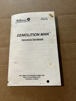 Original Steeple Demolition Man Williams Pinball Handbook arcade game manual - Image 1 of 3