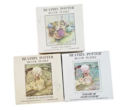Beatrix Potter Puzzles Toad's Tea Party Tailor of Gloucester 3 Puzzles - Image 1 of 4