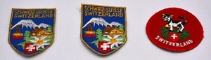 3 VINTAGE SCHWEIZ-SUISSE SWITZERLAND EMBROIDERED SOUVENIR CLOTH SEW-ON PATCHES - Picture 1 of 7