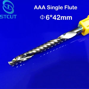 2pc AAA 6mm Acrylic PVC plastic endmill single flute CNC router bits 6mmx42mm - Picture 1 of 2