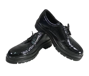 Girls School Shoes John Lewis Real Leather Black Patent Lace Up size UK 4 EU 37 - Picture 1 of 14
