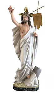 Statua religiosa alta 17" Gesù Cristo risorto con occhi di vetro - Foto 1 di 11