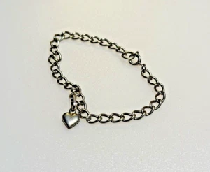 Vintage Sterling Silver 925 Bracelet Chain Heart Charm Jewellery 7.94g - Picture 1 of 8