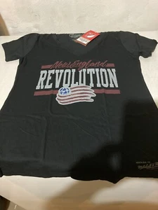 WOMENS MLS MITCHELL NESS NEW ENGLAND REVOLUTION S/S T SHIRT LARGE BLACK NWT - Picture 1 of 4