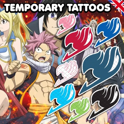 ALUNACREATES UK Fairy Tail Temporary Tattoo Cosplay Costume Realistic Waterproof Tattoos