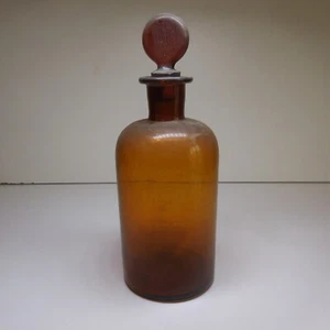 Bouteille flacon verre orange ambre vintage art déco maison cuisine France N7631 - Imagen 1 de 12