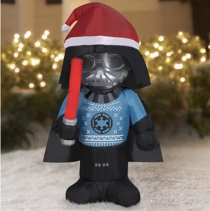 Gemmy Disney Weihnachten Star Wars 3,5 Fuß Darth Vader luftgeblasen aufblasbar blau - Bild 1 von 2