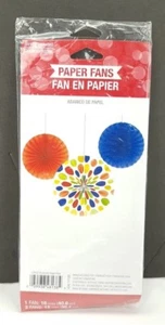 Paper Fans Creative Converting 329642 PR 16" & 12" Multicolor TF - Picture 1 of 4