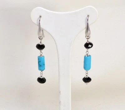 ORECCHINI IN ARGENTO 925 CON TURCHESE NATURALE E SPINELLI PENDENTI AGHT 0551 - Immagine 1 di 3